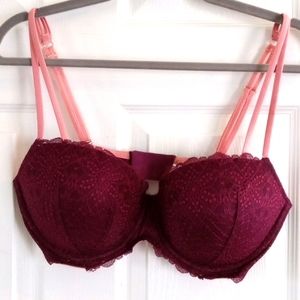 Victoria Secret Dark Purple Lace Push Up Bra Size:36DD